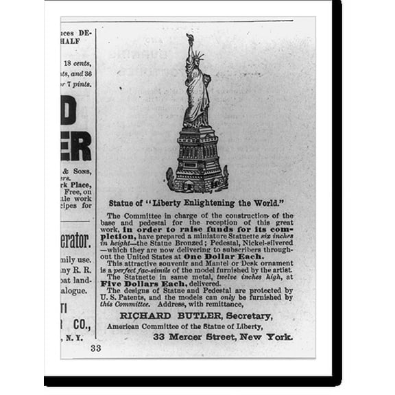Historic Print, Statue of Liberty Enlightening the World"", 18" x 24"