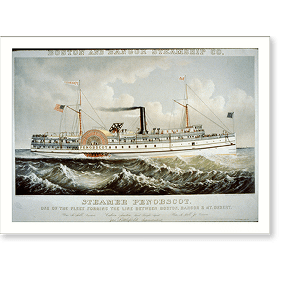 Historic Print, Steamer Penobscot: one of the fleet forming the line between Boston, Bangor & Mt. Desert, 18" x 24"