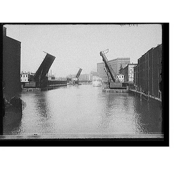 Historic Print, [Steamer passing State Street bridge, Chicago River, Chicago, Ill.], 18" x 24"