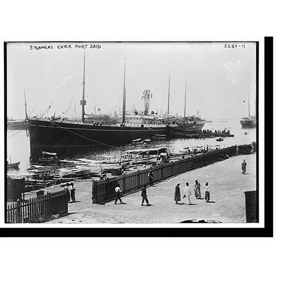 Historic Print, Steamers enter Port Said, 16" x 20"