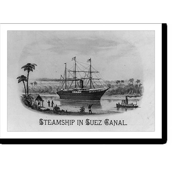 Historic Print, Steamship in Suez Canal, 16" x 20"