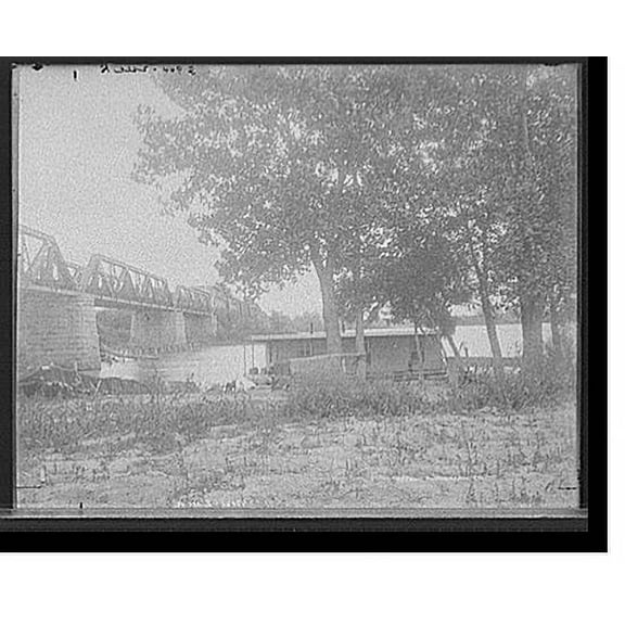 Historic Print, Steel bridge over Illinois River at Pearl, Ill., 16" x 20"