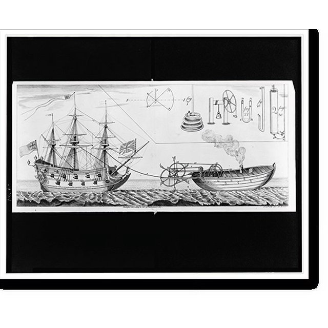 Historic Print, [Stern paddlewheel steam tugboat towing British