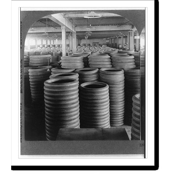Historic Print, Stock room of a large rubber factory. Automobile Tire Department, Akron, Ohio, 18" x 24"