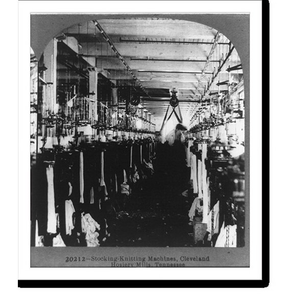 Historic Print, Stocking-knitting machines, Cleveland Hosiery Mills, Tennessee, 16" x 20"