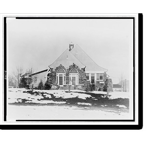 Historic Print, [Stone house, with snow on ground, Colorado].Langer-Cooper., 18" x 24"
