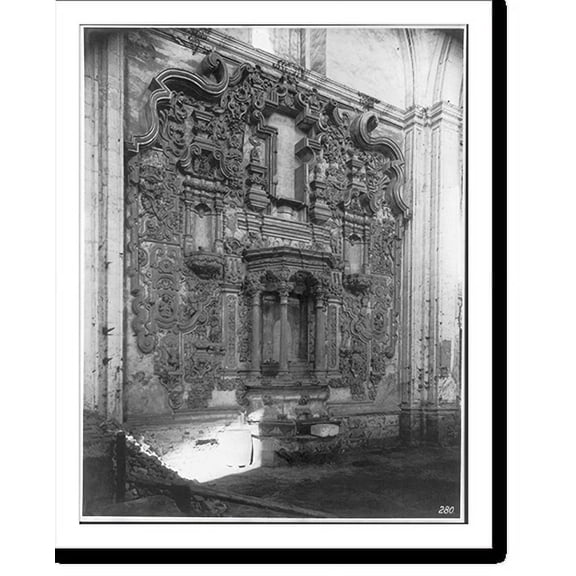Historic Print, Stone retablo, Iglesia de San Pablo El Viejo, Mexico City, Mexico, 16" x 20"