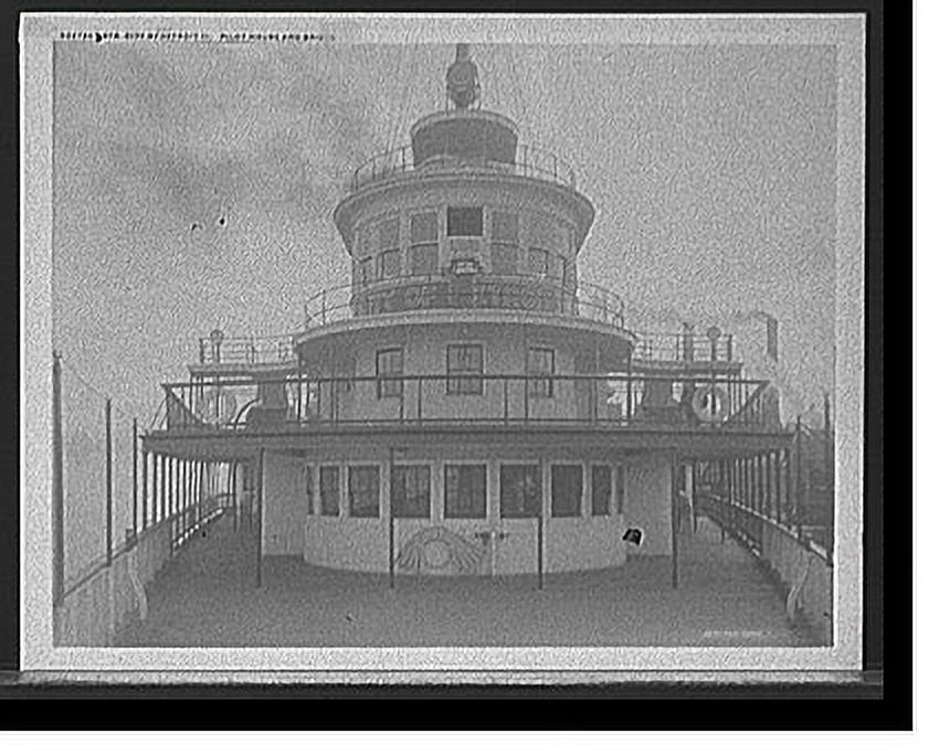 Historic Print, Str. City of Detroit III, pilot house and bridge, 16" x
