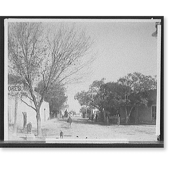 Historic Print, Street and mounted Mexican policeman, Juarez, Mexico, 18" x 24"