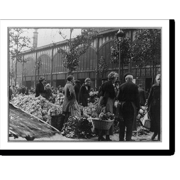 Historic Print, [Street flower market, Paris, France(?)], 16" x 20"