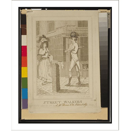 Historic Print, Street walkers.RST ; etch'd by B. Smith., 16" x 20"