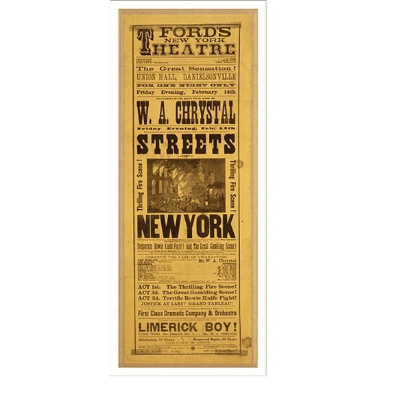 Historic Print, Streets of New York thrilling fire scene., 18" x 24"