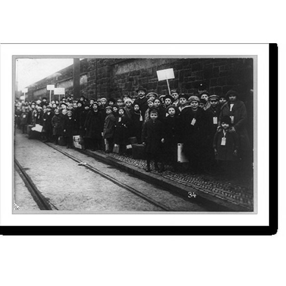 Historic Print, [Strike in Lawrence, Massachusetts, with many children posed on sidewalk], 18" x 24"