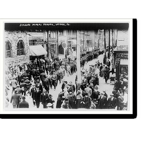 Historic Print, Striking miners parade, Latrobe, Pa., 16" x 20"