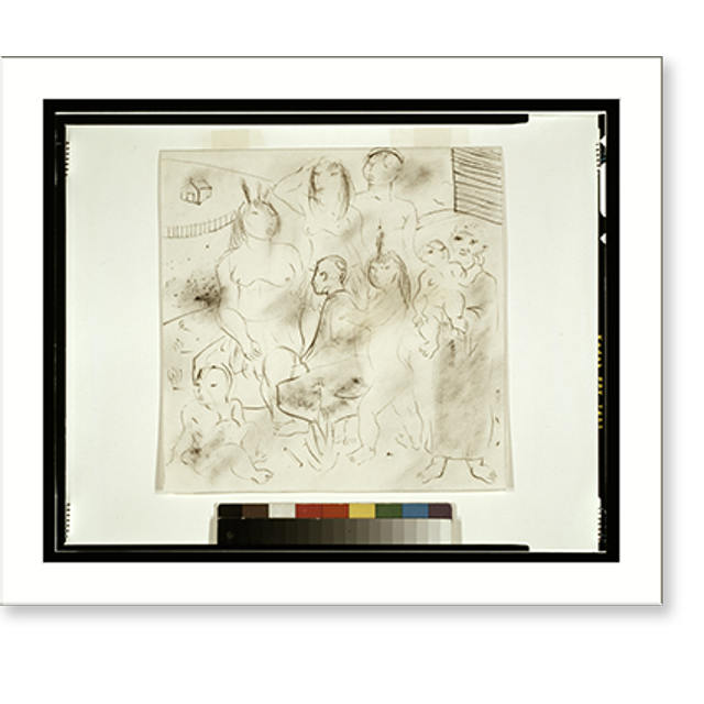 Historic Print, [Study for The teaching of the Indians" mural, Hispanic