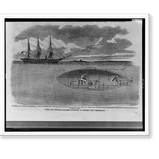 Historic Print, Submarine Infernal machine intended to destroy the
