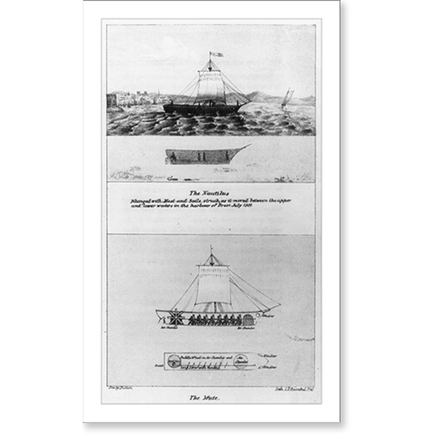 Historic Print, [Submarines for warfare designed by Robert Fulton