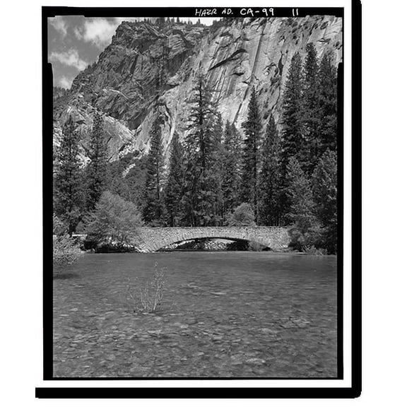 Historic Print, Sugar Pine Bridge, Spanning Merced River on service road, Yosemite Village, Mariposa County, CA - 11, 16" x 20"
