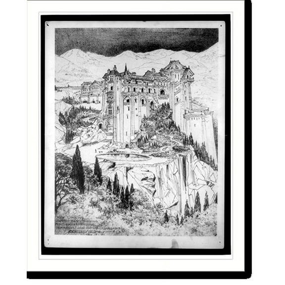Historic Print, [Summer residence for the president of the United States, Mt. Falcon, Colorado. View looking southwest showing house, descending terrace, and natural gardens].J. B. Bene...18" x 24"