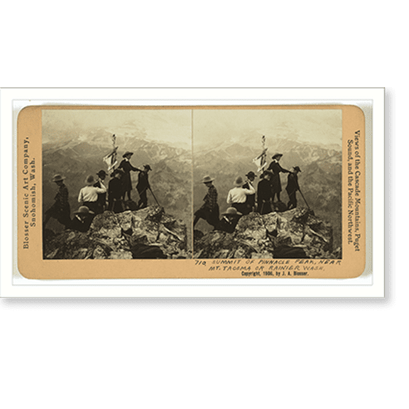 Historic Print, Summit of Pinnacle Peak near Mt. Tacoma or Rainier Wash., 16" x 20"