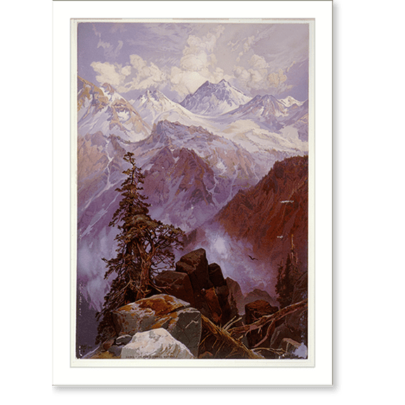 Historic Print, Summit of the Sierras, Nevada.T. Moran ; Prang's American Chromo., 18" x 24"