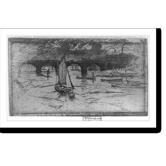 Historic Print, Sunset over Waterloo Bridge, 16" x 20"