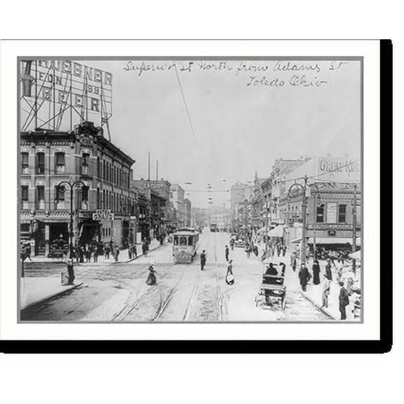 Historic Print, Superior St. north from Adams St., Toledo, Ohio, 16" x 20"