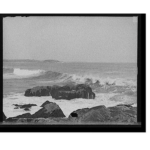 Historic Print, Surf at Bass Rocks, Gloucester, Mass., 18" x 24"