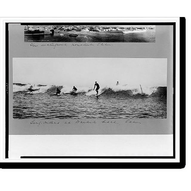 Historic Print, Surf riders at Waikiki Beach, Oahu, 16" x 20"
