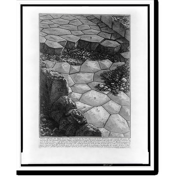 Historic Print, [Surface and substrata layers of Roman road construction], 18" x 24"