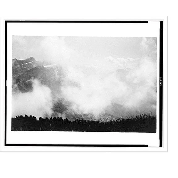 Historic Print, [Swiss Alps through the clouds], 16" x 20"