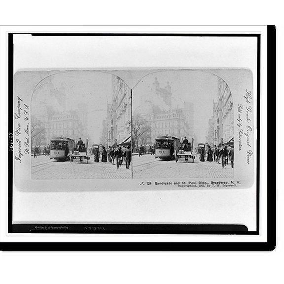 Historic Print, Syndicate and St. Paul Bldg., Broadway, N.Y., 16" x 20"