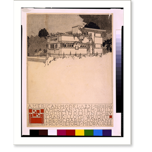 Historic Print, [System of prefabricated houses (American System-Built Houses") for the Richards Company Proprietors, Milwaukee. American Model A231, front and side]", 16" x 20"