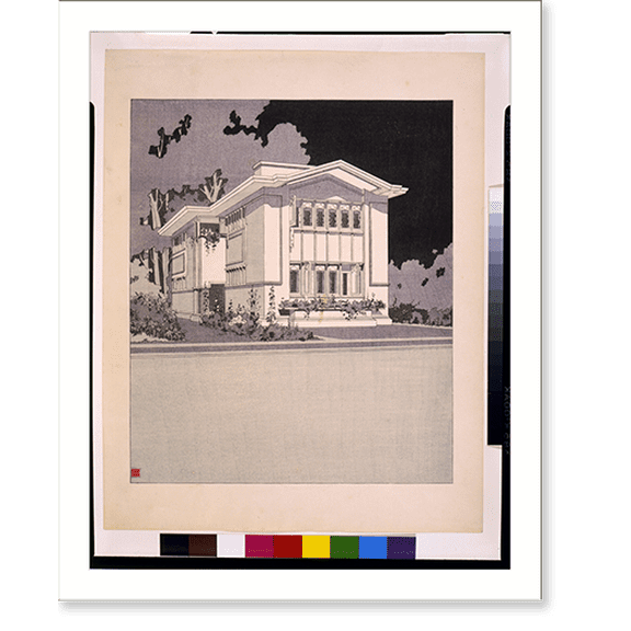 Historic Print, [System of prefabricated houses (American System-Built Houses") for the Richards Company Proprietors, Milwaukee. Front, includes stained glass]" - 2, 16" x 20"