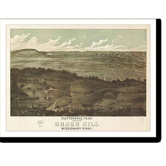 Historic Print, TN Chattanooga 1887 MAP, 16" x 20"