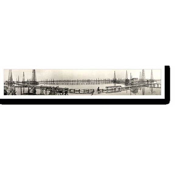 Historic Print, TX 1919 Goose Creek Oil Field Baytown PHOTO, Width 11" x Length 49"