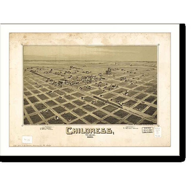 Historic Print, TX Childress 1890 MAP, 16" x 20"