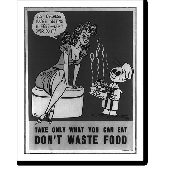 Historic Print, Take only what you can eat, don't waste food!, 16" x 20