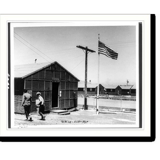 Historic Print, Tanforan (Calif.) Assembly Center an American flag