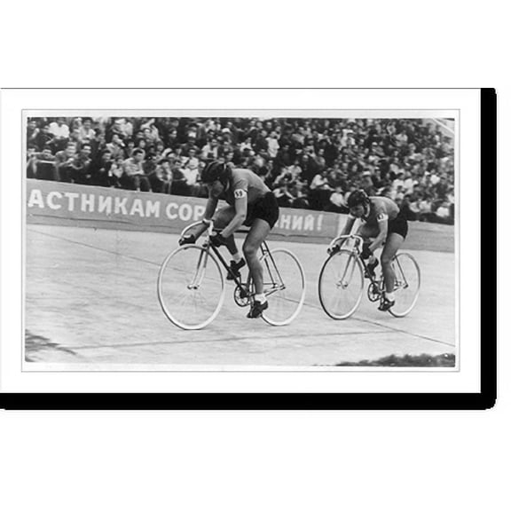 Historic Print, Teams from Moscow, Tbilisi, Riga, Tula, Leningrad and Kiev are taking part in the Six Town Bicycle Track Racing Competitions which started on June 2, at the Moscow Stadi…16" x 20"