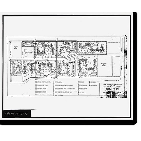 Historic Print, Techwood Homes (Public Housing), Bounded by North Avenue, Parker Street, William St, Atlanta, Fulton County, GA - 9, 16" x 20"