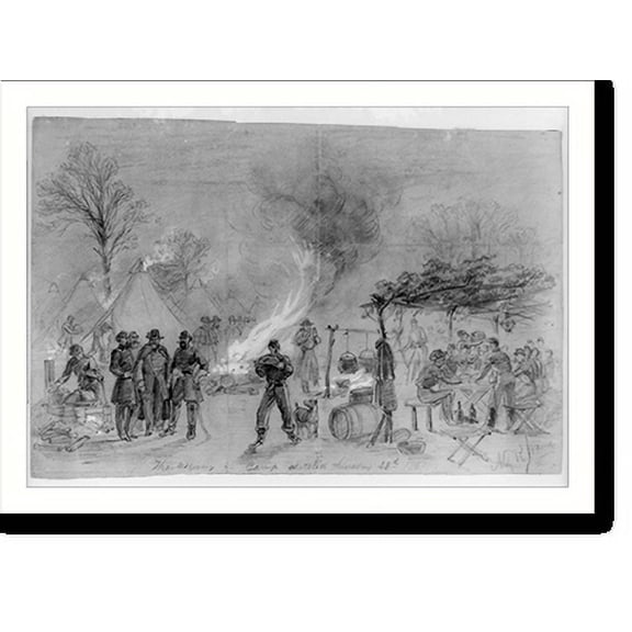 Historic Print, Thanksgiving in camp sketched Thursday 28th 1861, 18" x 24"