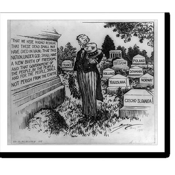 Historic Print, That we here highly resolve that these dead shall not have died in vain..Berryman., 18" x 24"