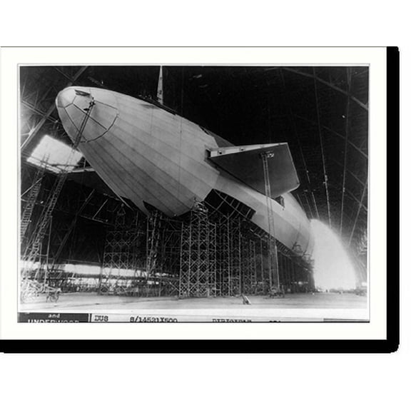 Historic Print, The Akron nearing completion at hangar, Akron, Ohio, 16" x 20"