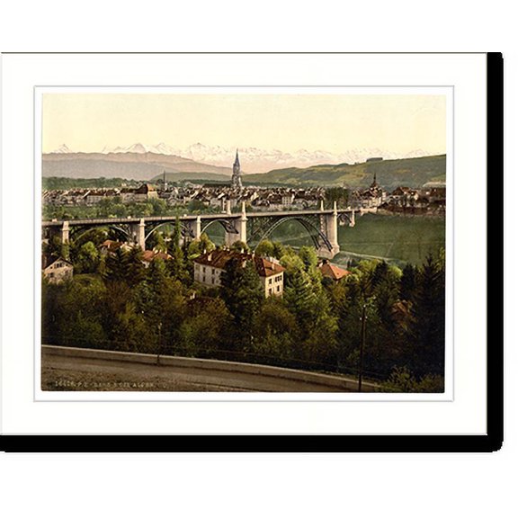 Historic Print, The Alps Berne Switzerland, 16" x 20"