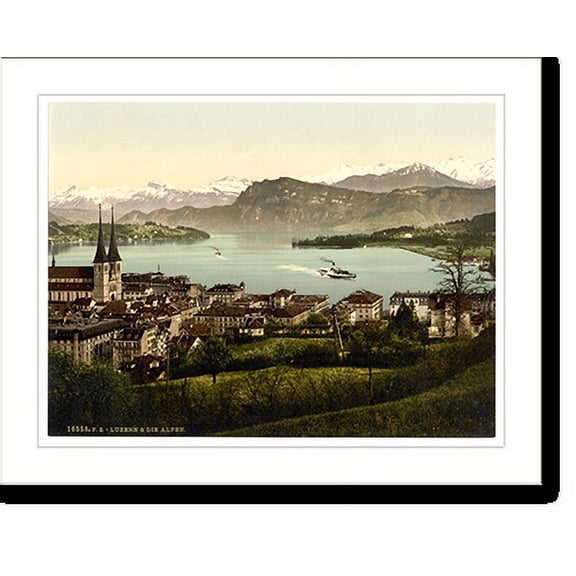 Historic Print, The Alps Lucerne Switzerland, 18" x 24"