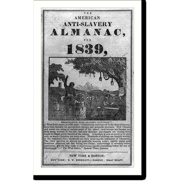 Historic Print, The American antislavery almanac, for 1839, 16" x 20