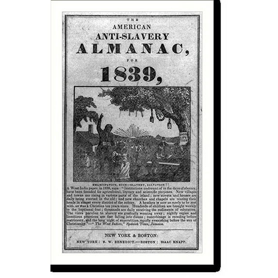 Historic Print, The American anti-slavery almanac, for 1839, 16" x 20"