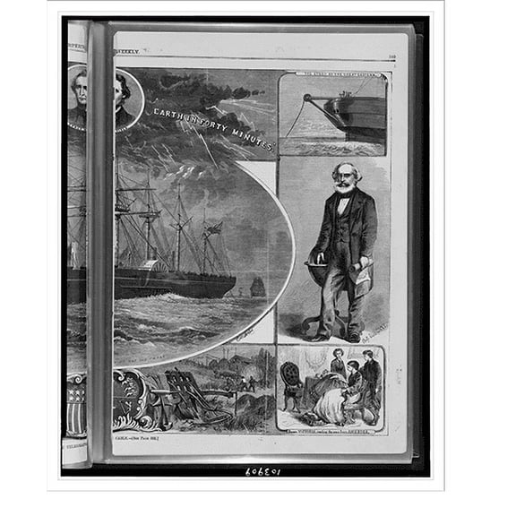Historic Print, The Atlantic telegraph cable.Edw. Forbes. - 2, 18" x 24"