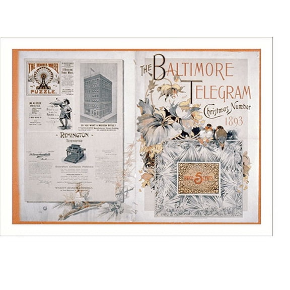 Historic Print, The Baltimore Telegram Christmas Number 1893, 18" x 24"